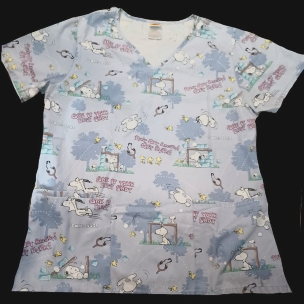 💵 Snoopy & Woodstock "Online Chat" Scrub Top by Peanuts